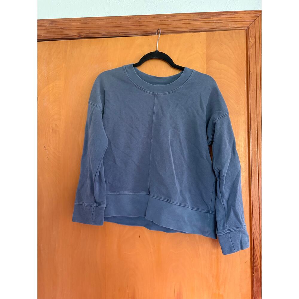 Madewell Blue Crew Neck Sweater Pullover Sweatshirt with Center Seam XS
